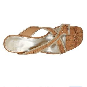 Donald J Pilner Cassia Natural Platino Cork Sandals Size 8 NWOT